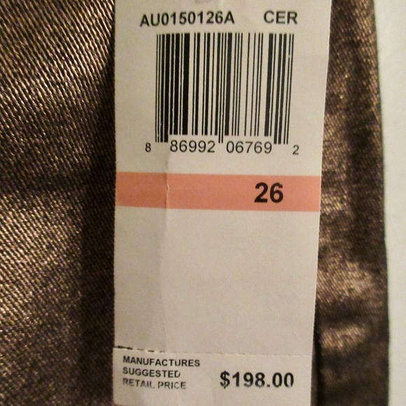 7 For All Mankind Metallic Bronze Skinny Jeans. - Picture 13 of 14